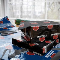Morocco Heart Flag Wrapping Paper Roll Patriotic Love Gift for Proud Moroccan