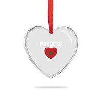 Morocco Heart Flag Heart Crystal Glass Ornament Patriotic Love Gift for Proud Moroccan