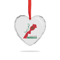 Morocco Map Dima Maghrib with Arabic Calligraphy Heart Crystal Glass Ornament Maghreb Traditional Moroccan Roots Graphic