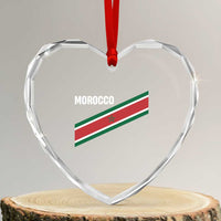 Morocco Moroccan Flag Heart Crystal Glass Ornament Green Star Maroc Stripes