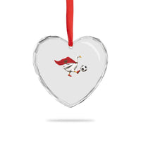 Morocco Soccer Heart Crystal Glass Ornament Funny Goose Wearing Moroccan Flag Patriotic Football Fan Graphic