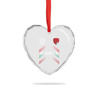 Morocco Soccer Sports Graphic Number 10 Jersey Style Heart Crystal Glass Ornament Proud Moroccan Football Fans Game Day Maghreb Pride
