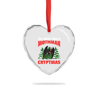 Mothman Christmas Heart Crystal Glass Ornament We Wish You A Mothman Cryptmas Cryptid Cryptidcore - Wonder Print Shop