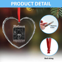 Mothman Harbinger of Doom Point Pleasant WV Heart Crystal Glass Ornament Gothic Horror Cryptid Creature