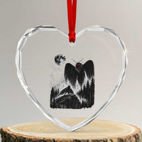 Mothman Howling at Moon 90s Retro Heart Crystal Glass Ornament Funny West Virginia Cryptid