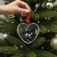 Mothman Howling at Moon 90s Retro Heart Crystal Glass Ornament Funny West Virginia Cryptid
