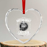 Motor Boat Captain Heart Crystal Glass Ornament Funny Boating Pontoon Party Motor Boatin Lake Life - Wonder Print Shop