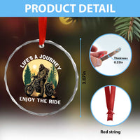 Motorcycle Bigfoot Sasquatch Crystal Glass Ornament Life Is A Journey Enjoy The Ride - Wonder Print Shop