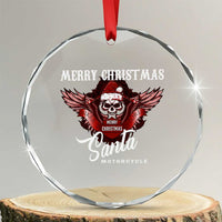 Motorcycle Biker Santa Crystal Glass Ornament Merry Christmas Skull Xmas TS10
