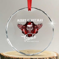 Motorcycle Biker Santa Crystal Glass Ornament Merry Christmas Skull Xmas TS10