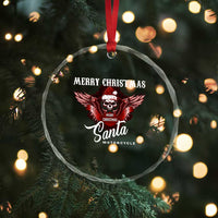 Motorcycle Biker Santa Crystal Glass Ornament Merry Christmas Skull Xmas TS10
