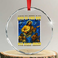 Music Give Us This Day Our Daily Shred Crystal Glass Ornament Funny Jesus Rock Guitar Meme TS02