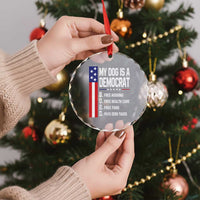 My Dog Is A Democrat Funny Conservative Humor Crystal Glass Ornament Dog Owner Joke Political Satire