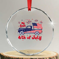 My First 4th of July Retro American Flag Pickup Truck Crystal Glass Ornament Americana Patriotic Independence Holiday Milestone