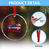 My First 4th of July Retro American Flag Pickup Truck Crystal Glass Ornament Americana Patriotic Independence Holiday Milestone