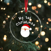 My First Christmas Crystal Glass Ornament Baby's First Holiday Xmas Santa TS10