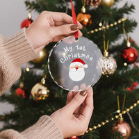 My First Christmas Crystal Glass Ornament Baby's First Holiday Xmas Santa TS10