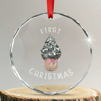 My First Christmas Crystal Glass Ornament Baby's First Holiday Xmas Tree Bow TS10