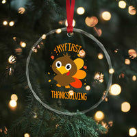 My First Thanksgiving Crystal Glass Ornament Funny Thanksgiving Turkey - Wonder Print Shop