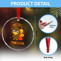 My First Thanksgiving Crystal Glass Ornament Funny Thanksgiving Turkey - Wonder Print Shop