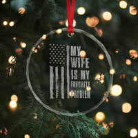 My Wife is My Favorite Problem Crystal Glass Ornament Funny Sarcastic Wife American Flag