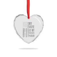 My Wife is My Favorite Problem Heart Crystal Glass Ornament Funny Sarcastic Wife American Flag