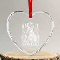 Nailed It Jael Judges 4 Old Testament Heart Crystal Glass Ornament Funny Biblical Woodcut Christian Faith