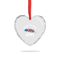 Native American Army Veteran US Flag Indigenous Soldier Heart Crystal Glass Ornament
