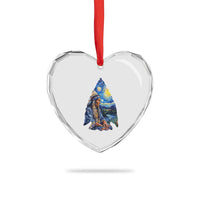 Native American Arrowhead Hunter Starry Night Heart Crystal Glass Ornament