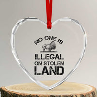 Native American Buffalo Graphic Heart Crystal Glass Ornament No One Is Illegal On Stolen Land