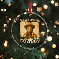 Native American Cowboy Crystal Glass Ornament Vintage Western Country Portrait