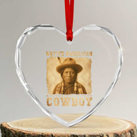 Native American Cowboy Heart Crystal Glass Ornament Vintage Western Country Portrait