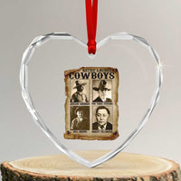 Native American Cowboy Legends Heart Crystal Glass Ornament Vintage Western Rodeo