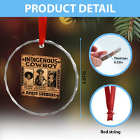 Native American Cowboy Rodeo Legends Crystal Glass Ornament Vintage Western Country Cowboy