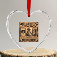 Native American Cowboy Rodeo Legends Heart Crystal Glass Ornament Vintage Western Country Cowboy