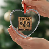 Native American Cowboy Rodeo Legends Heart Crystal Glass Ornament Vintage Western Country Cowboy