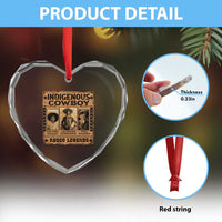 Native American Cowboy Rodeo Legends Heart Crystal Glass Ornament Vintage Western Country Cowboy
