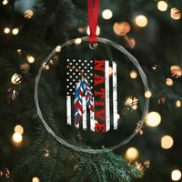 Native American Feathers Vintage USA Flag Crystal Glass Ornament Proud Indigenous People
