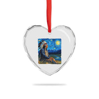 Native American Indian Van Goghs Starry Night Heart Crystal Glass Ornament