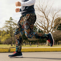 Native American Navajo Wolf Jogger Pants Grunge Pattern