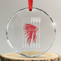 Native American Teepee American Flag Crystal Glass Ornament