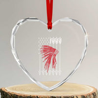 Native American Teepee American Flag Heart Crystal Glass Ornament