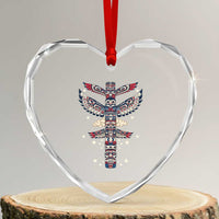 Native American Totem Pole Heart Crystal Glass Ornament Pacific Northwest Indigenous Tribal