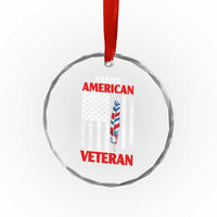 Native American Veteran USA Flag Patriotic Soldier Crystal Glass Ornament