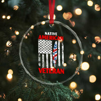 Native American Veteran USA Flag Patriotic Soldier Crystal Glass Ornament