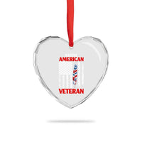 Native American Veteran USA Flag Patriotic Soldier Heart Crystal Glass Ornament