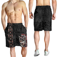 Native American Wolf Shorts for Men Tribal Pattern