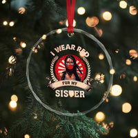 Native American Women Crystal Glass Ornament I Wear Red For My Sister Stop MMIW Hand