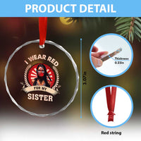 Native American Women Crystal Glass Ornament I Wear Red For My Sister Stop MMIW Hand