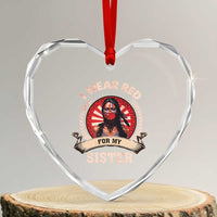 Native American Women Heart Crystal Glass Ornament I Wear Red For My Sister Stop MMIW Hand